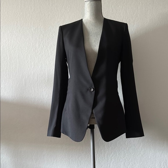 Helmut Lang Women's Smoking Tux Blazer Black Stretch Wool Size 2 NWT - Picture 1 of 8